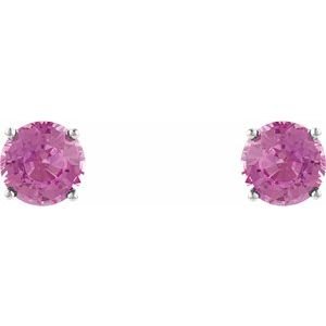 14K White Gold 5 mm Natural Pink Tourmaline Earrings