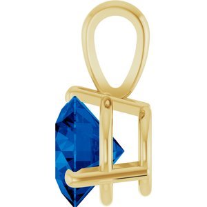14K Yellow Gold Lab-Grown Blue Sapphire Pendant