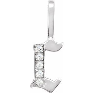 14K White Gold .05 CTW Natural Diamond Gothic Initial C Charm/Pendant