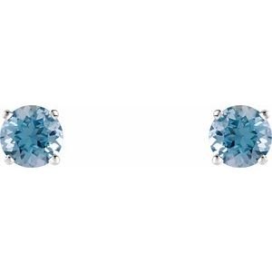 14K White Gold 5 mm Natural Aquamarine Earrings
