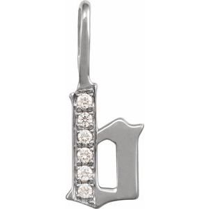 14K White Gold .05 CTW Natural Diamond Gothic Initial B Charm/Pendant