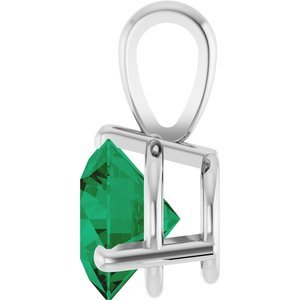 14K White Gold Lab-Grown Emerald Pendant