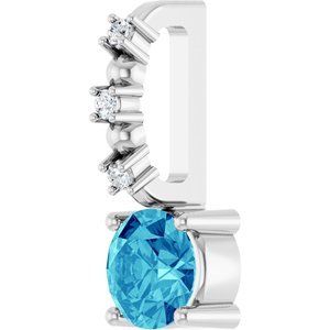 Platinum Imitation Blue Zircon & .01 CTW Natural Diamond Charm/Pendant