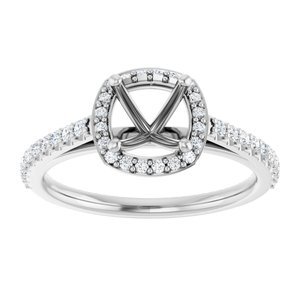 Platinum 6x6 mm Cushion 1/4 CTW Lab-Grown Diamond Semi-Set Engagement Ring