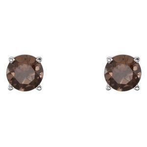 14K White Gold 5 mm Natural Smoky Quartz Earrings