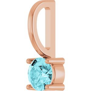 14K Rose Gold Imitation Blue Zircon Solitaire Charm/Pendant