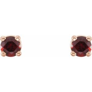 14K Rose Gold 2.5 mm Natural Mozambique Garnet Earrings