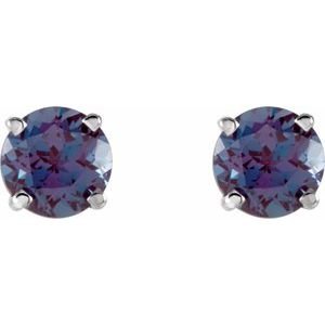 14K White Gold 5 mm Lab-Grown Alexandrite Earrings