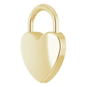 14K Yellow Gold Engravable Heart Lock 16-18" Necklace
