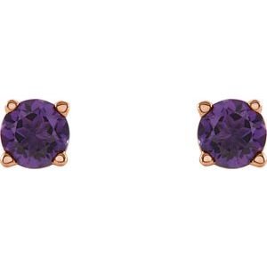 14K Rose Gold 4 mm Natural Amethyst Earrings
