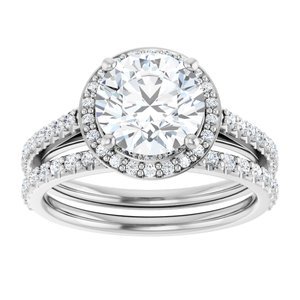 14K White Gold 8 mm Round 1/4 CTW Lab-Grown Diamond Semi-Set Engagement Ring