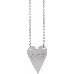 14K White Gold Engravable Heart 18" Necklace