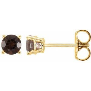 14k-yellow-gold-4-mm-natural-smoky-quartz-earrings