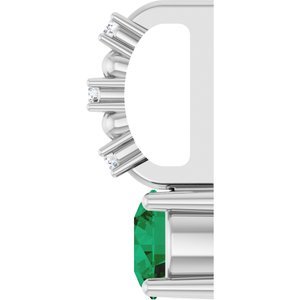 14K White Gold Imitation Emerald & .01 CTW Natural Diamond Charm/Pendant