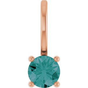 14K Rose Gold Imitation Alexandrite Solitaire Charm/Pendant