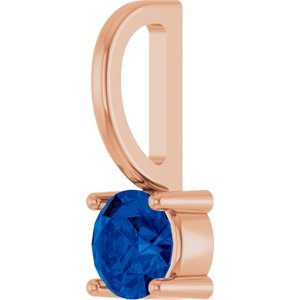 14K Rose Gold Imitation Blue Sapphire Solitaire Charm/Pendant