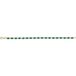 14K Yellow Gold Lab-Grown Emerald 7.25" Bracelet