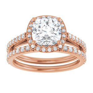 14K Rose Gold 7x7 mm Cushion 1/4 CTW Lab-Grown Diamond Semi-Set Engagement Ring