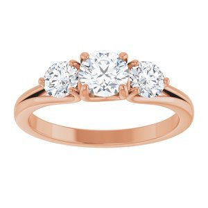 14K Rose Gold 1 CTW Natural Diamond Three-Stone Engagement Ring
