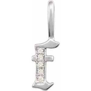 14K White Gold .04 CTW Natural Diamond Gothic Initial F Charm/Pendant