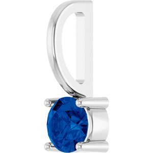 Platinum Imitation Blue Sapphire Solitaire Charm/Pendant