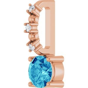 14K Rose Gold Imitation Blue Zircon & .01 CTW Natural Diamond Charm/Pendant