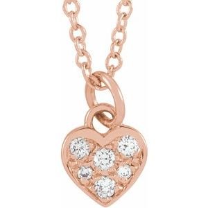 14K Rose Gold .06 CTW Natural Diamond Petite Heart 16-18" Necklace