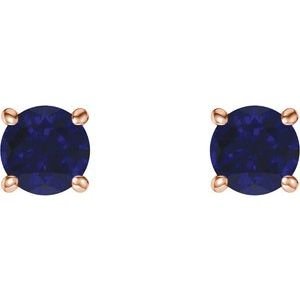 14K Rose Gold 5 mm Natural Blue Sapphire Earrings