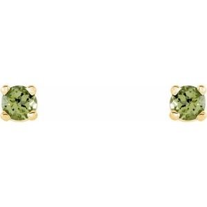 14K Yellow Gold 2.5 mm Natural Peridot Earrings