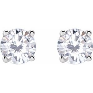 Sterling Silver 4 mm Imitation White Cubic Zirconia Earrings