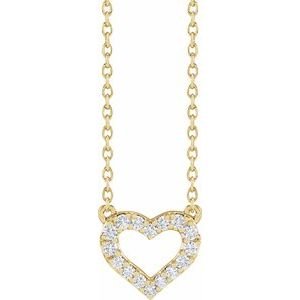 14K Yellow Gold 1/5 CTW Lab-Grown Diamond Heart 16-18" Necklace