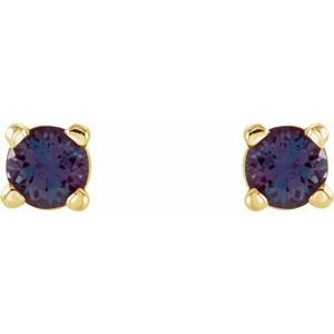 14K Yellow Gold 2.5 mm Lab-Grown Alexandrite Earrings