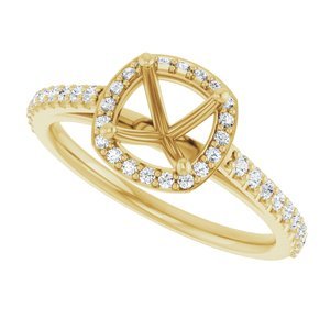 14K Yellow Gold 6x6 mm Cushion 1/4 CTW Lab-Grown Diamond Semi-Set Engagement Ring