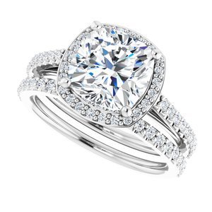 14K White Gold 8x8 mm Cushion 1/4 CTW Lab-Grown Diamond Semi-Set Engagement Ring