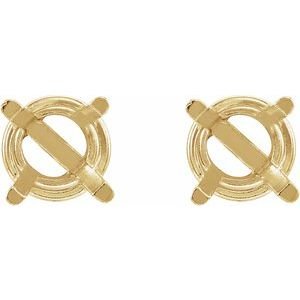 14K Yellow Gold 6 mm Natural Blue Zircon Earrings