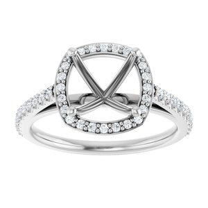 14K White Gold 8x8 mm Cushion 1/4 CTW Lab-Grown Diamond Semi-Set Engagement Ring