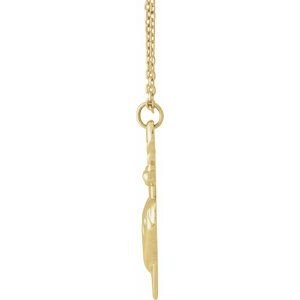 14K Yellow Gold Heart & Dagger 16-18" Neckalce