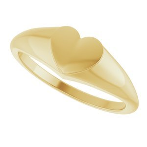 14K Yellow Gold Heart Signet Ring