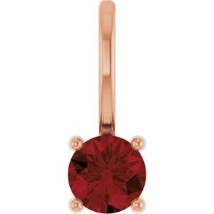 14K Rose Gold Imitation Mozambique Garnet Solitaire Charm/Pendant