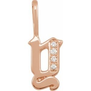 14K Rose Gold .03 CTW Natural Diamond Gothic Initial Y Charm/Pendant