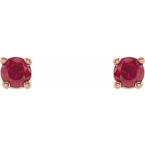 14K Rose Gold 2.5 mm Lab-Grown Ruby Earrings
