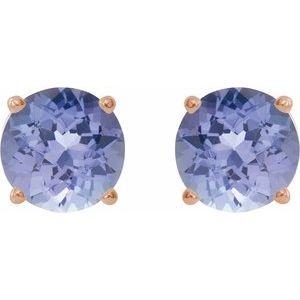 14K Rose Gold 7 mm Natural Tanzanite Earrings