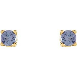 14K Yellow Gold 2.5 mm Natural Tanzanite Earrings