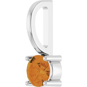 Platinum Imitation Citrine Solitaire Charm/Pendant