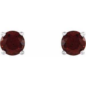 14K White Gold 4 mm Natural Mozambique Garnet Earrings