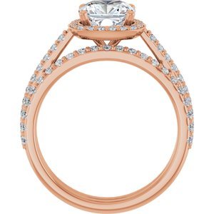 14K Rose Gold 7x7 mm Cushion 1/4 CTW Lab-Grown Diamond Semi-Set Engagement Ring
