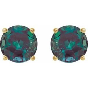 14K Yellow Gold 6 mm Lab-Grown Alexandrite Earrings
