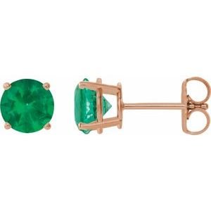 14k-rose-gold-6-mm-lab-grown-emerald-earrings