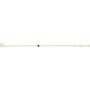 14K Yellow Gold Imitation Ruby Youth Birthstone 4 1/2-5 1/2" Bracelet