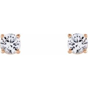 14K Rose Gold 4 mm Natural White Sapphire Earrings